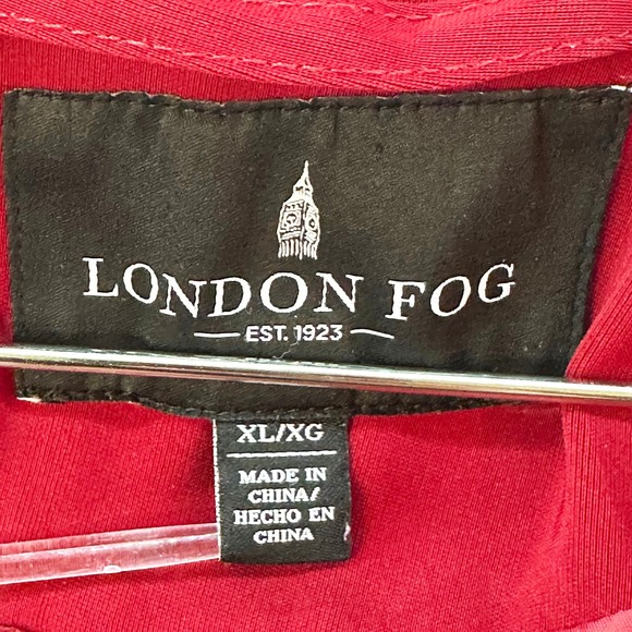 LONDON FOG Women's Hooded Water Resistant Trench Coat • XL • red, silver toggles - Picture 8 of 11